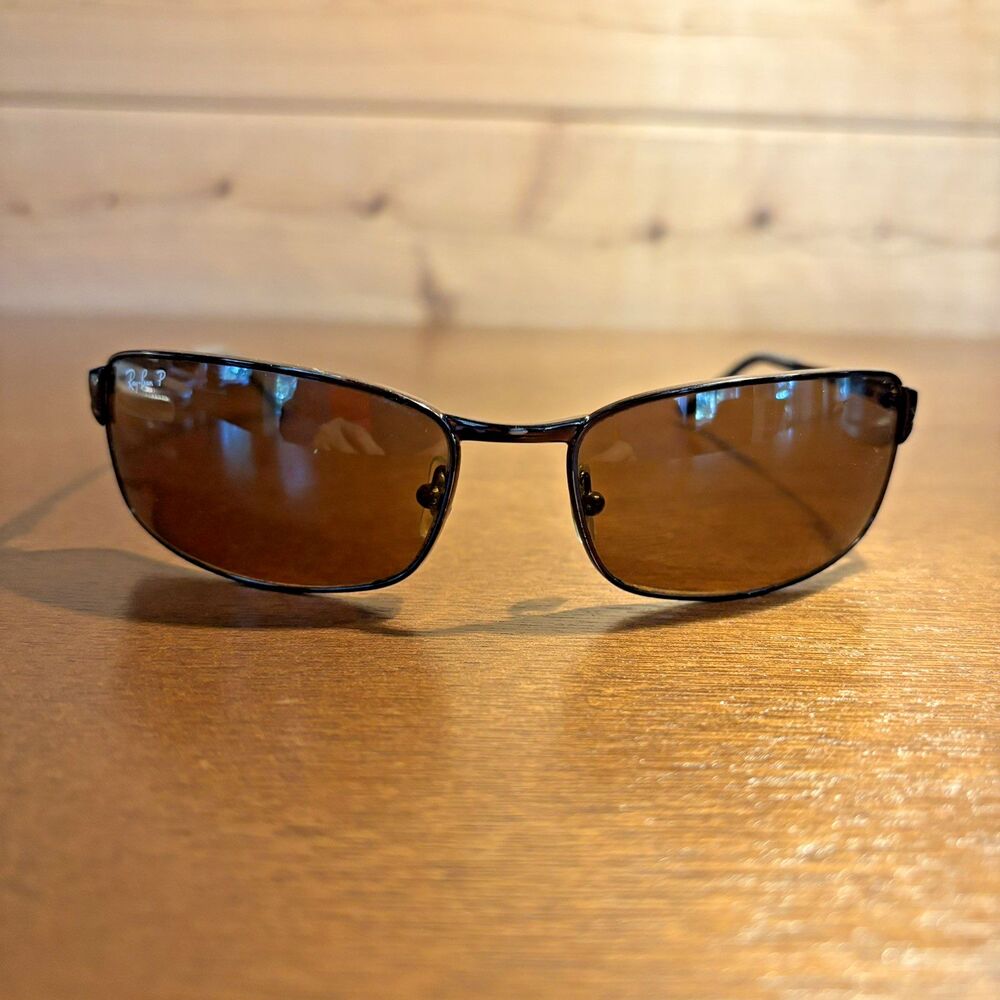 RAY BAN Mens Sunglasses Brown Polarized Crystal Flex Sleek Classic Rare RB3269